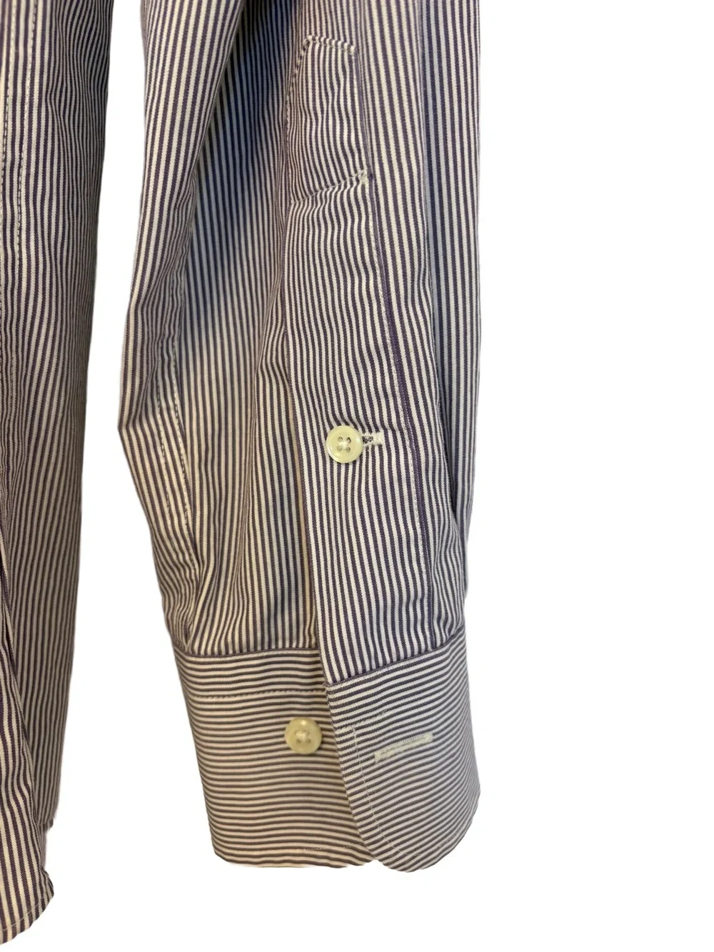 Men's Ralph Lauren Slim Fit Cotton Button-Down Purple Stripe Dress Shirt Size 15